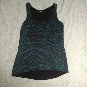 Dark Teal/Black Stripe Pattern Tank Top (Express)